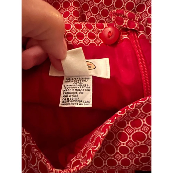 Women's Talbots Red White Pants Size 10 Talbots Womens Red Geometric Print Back - Picture 5 of 5
